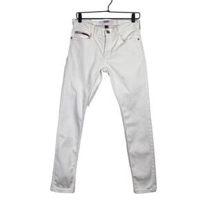 Vintage TOMMY HILFIGER Skinny Jeans Womens 28x30 White Y2K Nautical Preppy